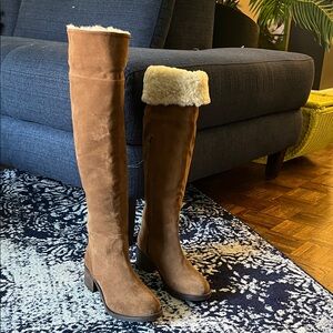 NEW Boden Brown Suede Shearling Boots Size 38 8
